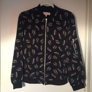 Bomber Jacket with Leopard / Leaf Print